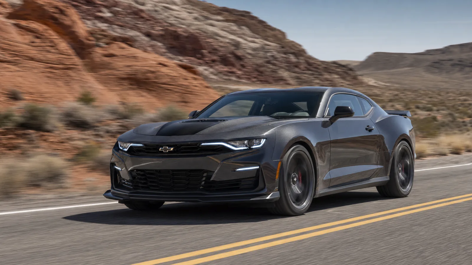 Sixth-generation Chevrolet Camaro SS driving on a red-rock desert road - Chevrolet Camaro