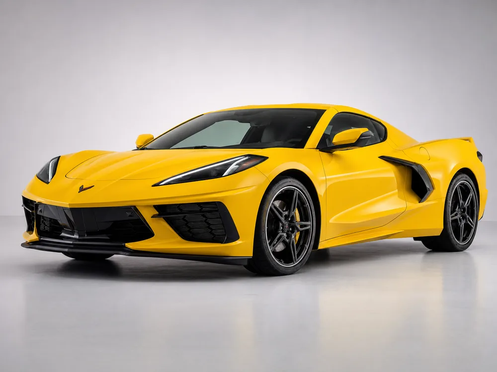 Chevrolet Corvette C8 mid-engine sports coupe, front three-quarter view