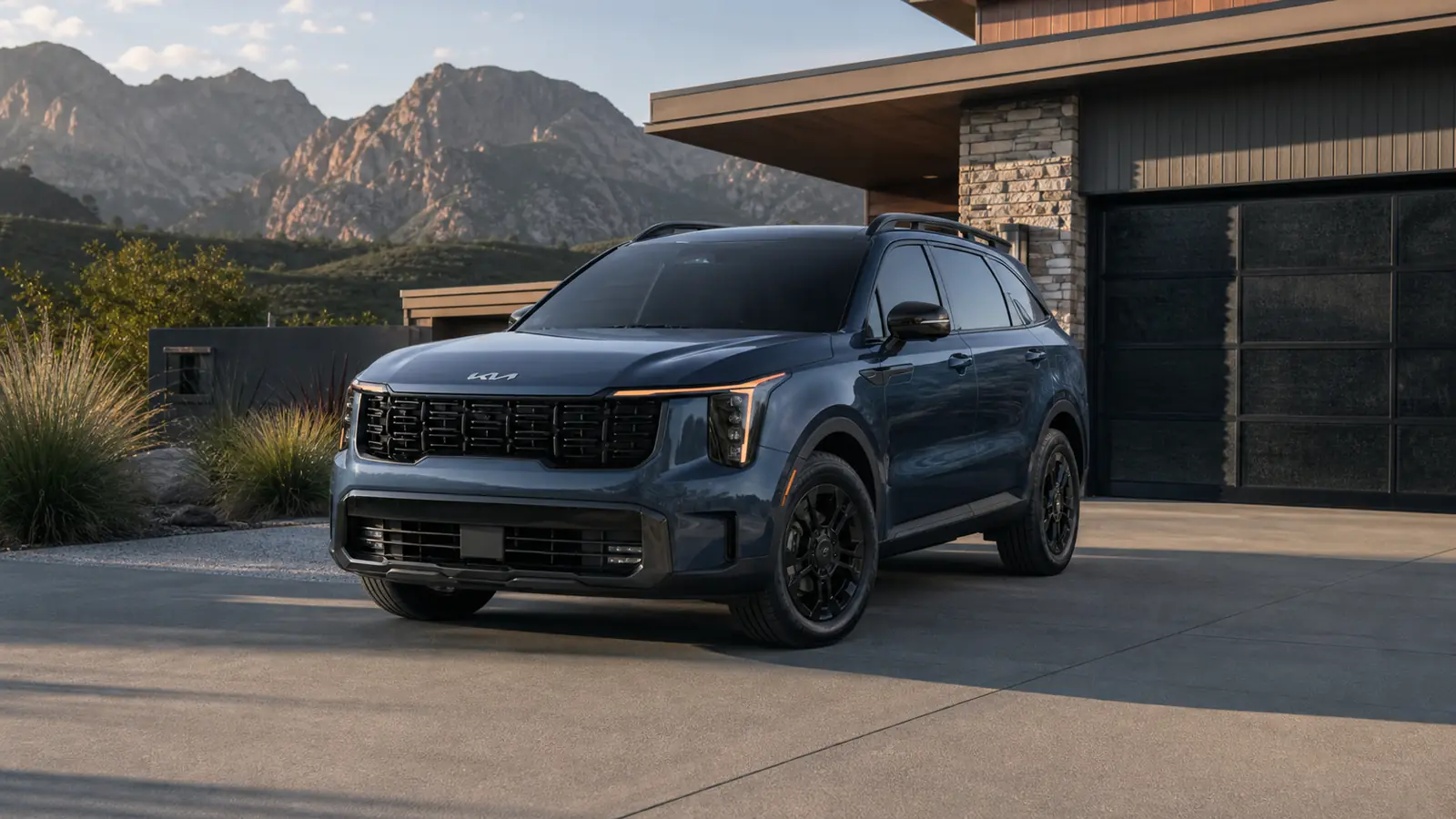 2026 Kia Sorento three-row SUV front three-quarter view - Kia Sorento