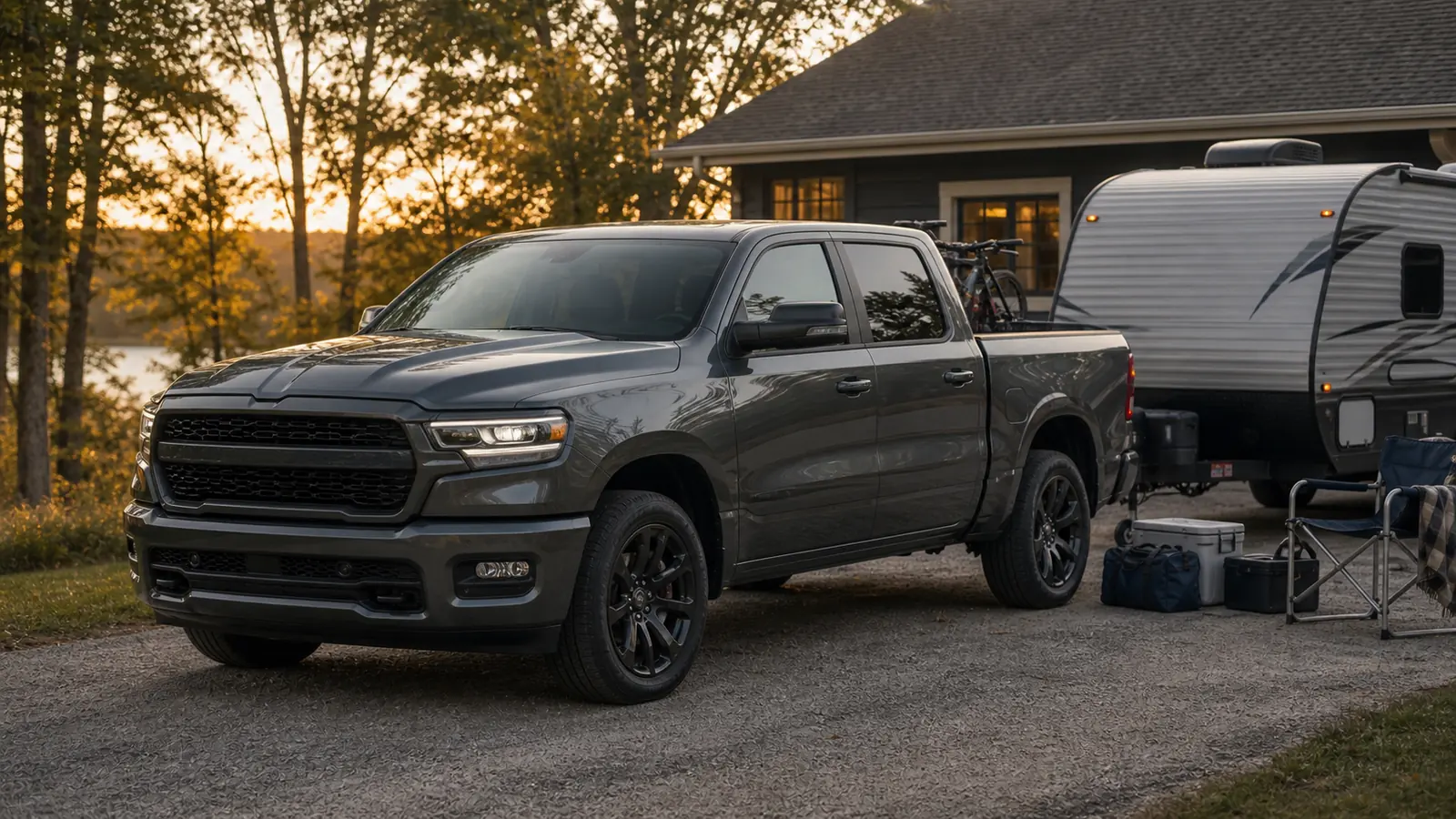 Full-size pickup truck prepared for family towing and daily use