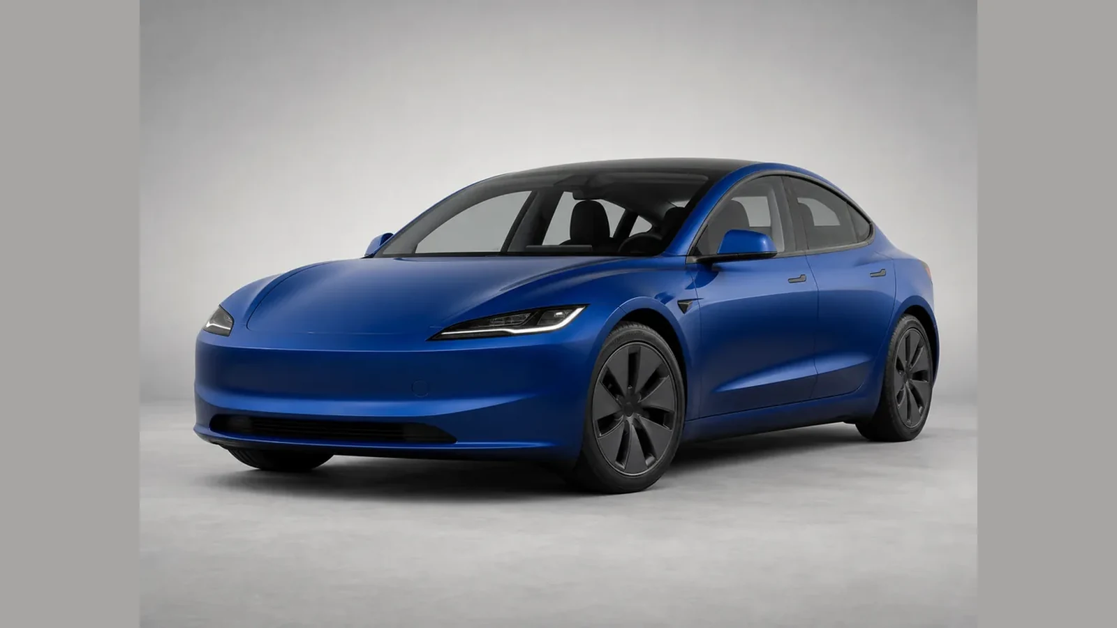 Tesla Model 3 electric sedan, front three-quarter view