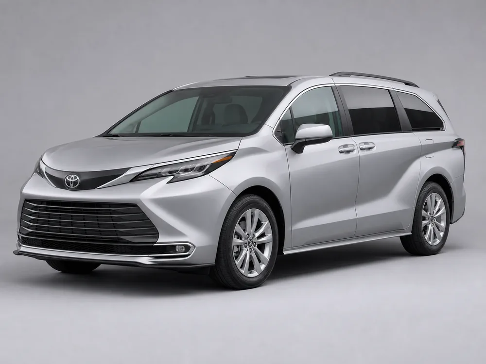 Toyota Sienna hybrid minivan, front three-quarter view