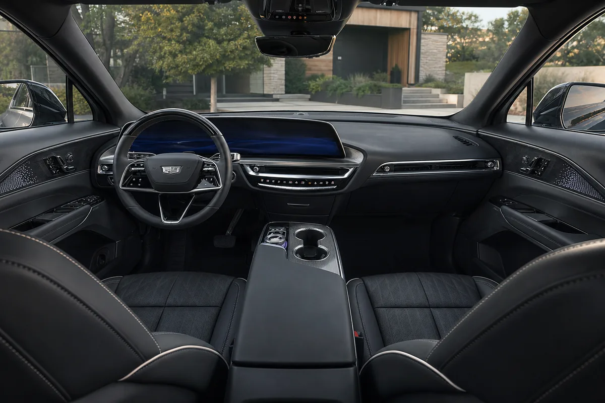 2027 Cadillac Lyriq cabin with 33-inch display and front seating