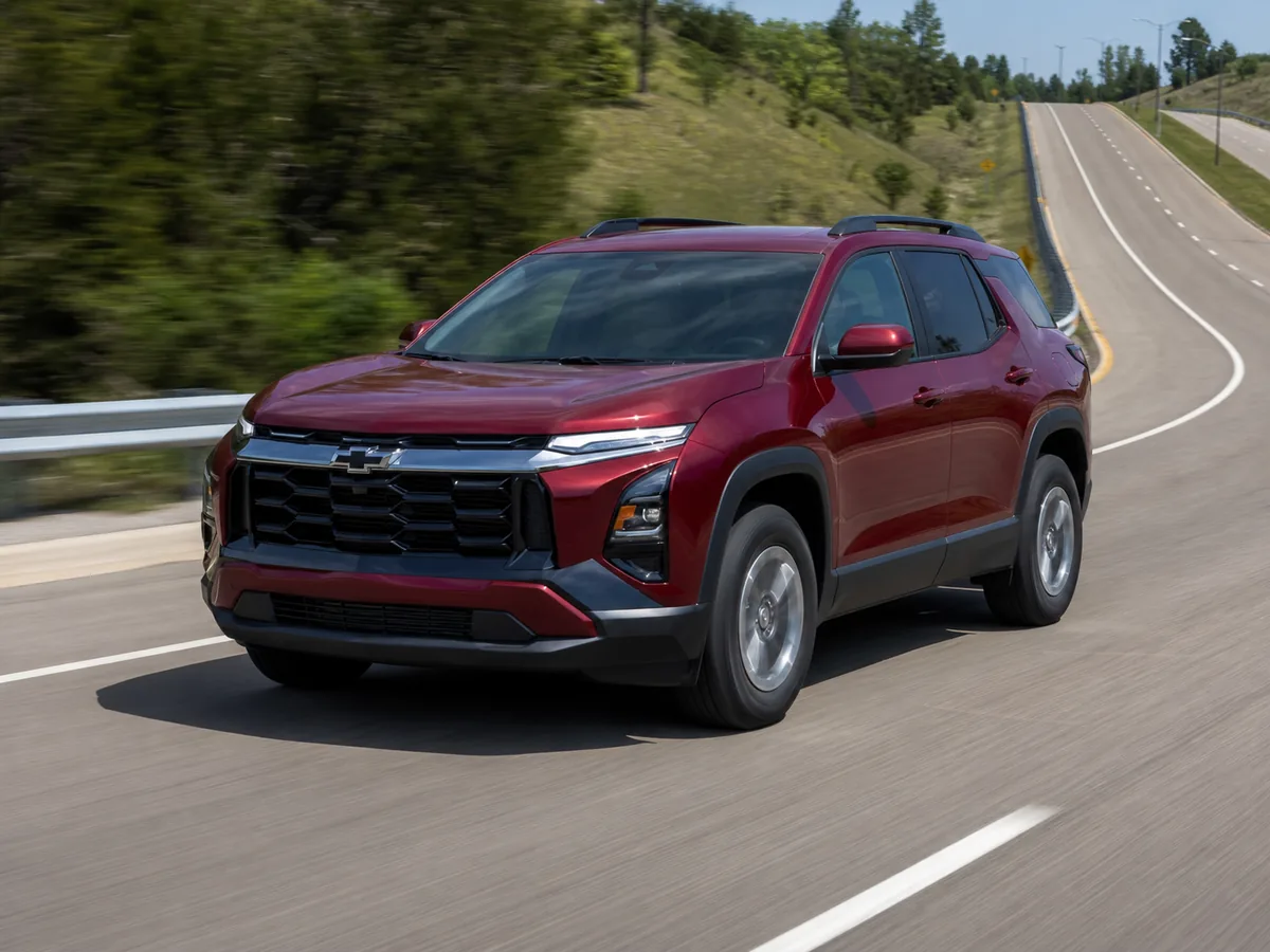 Chevrolet Equinox LT accelerating onto a highway with ordinary-size wheels