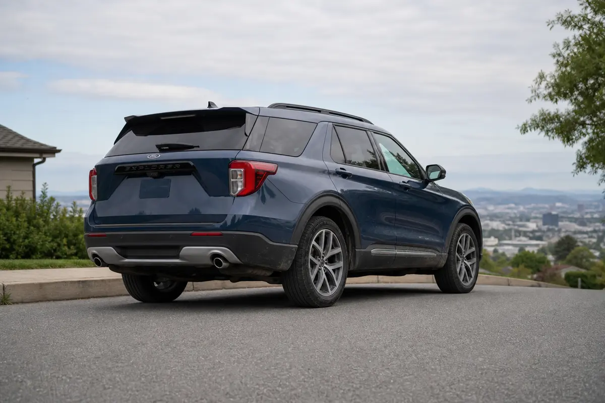 Ford Explorer parked on a mild incline during a driveline check