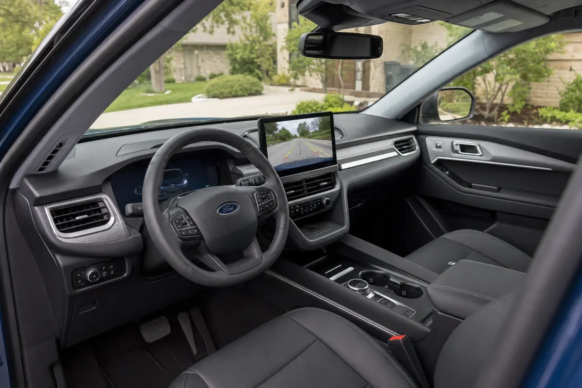 Ford Explorer rearview camera checked from the driver seat