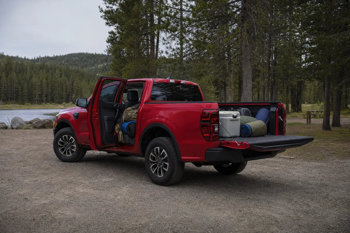 Ford Ranger SuperCrew with rear passengers and weekend gear fitted in the bed - Ford Ranger