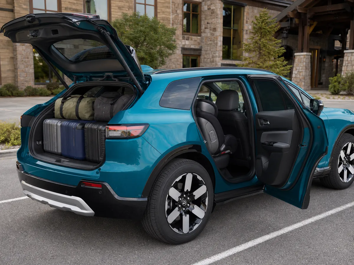 Honda Prologue cabin and cargo area arranged for five passengers and travel luggage - Honda Prologue