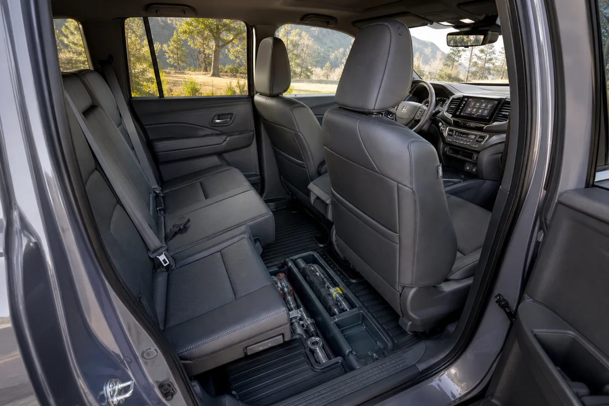 2026 Honda Ridgeline front and rear cabin arranged for a five-person travel fit - Honda Ridgeline