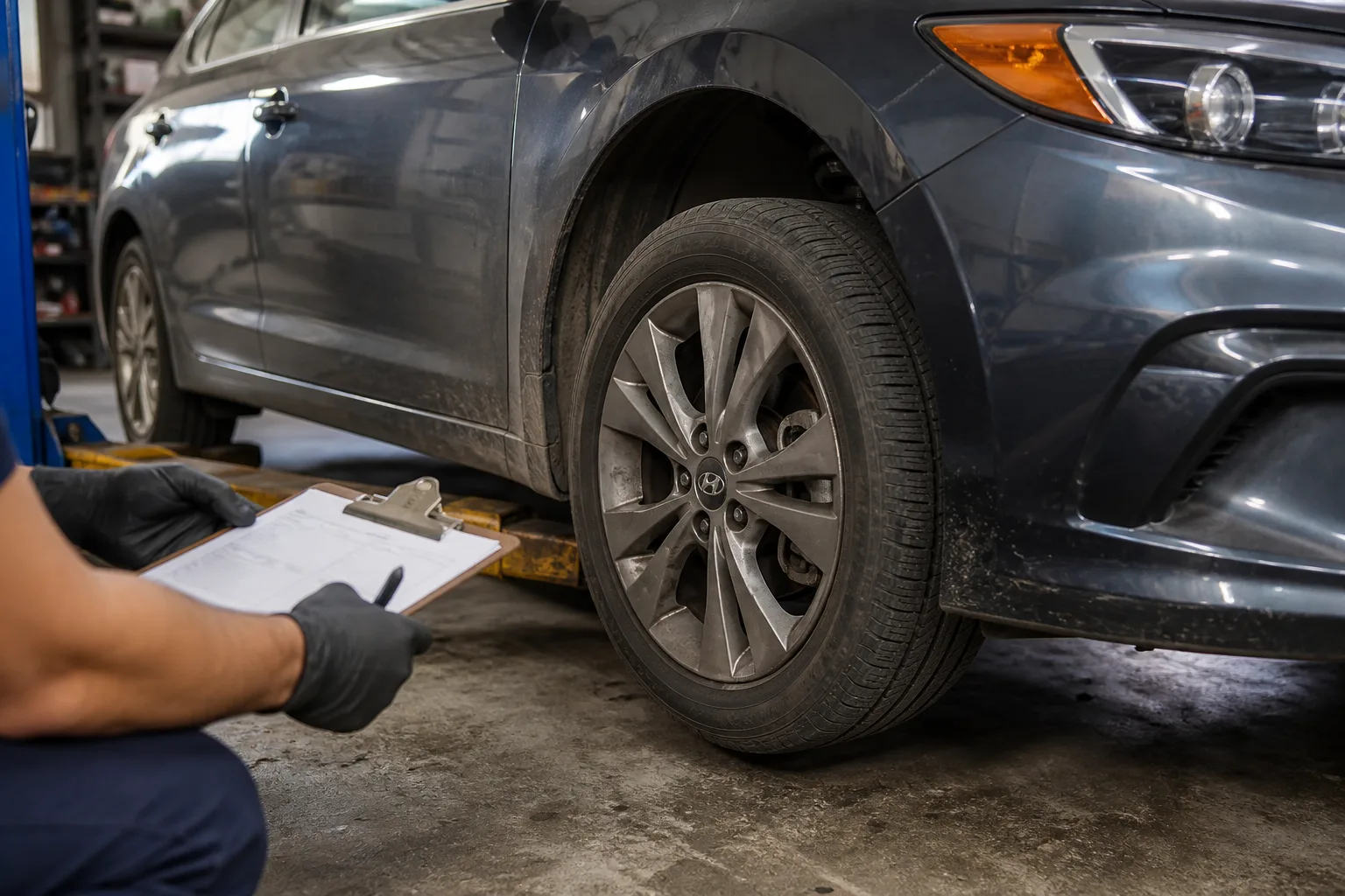 Used Hyundai Elantra undergoing a detailed shop inspection - Hyundai Elantra