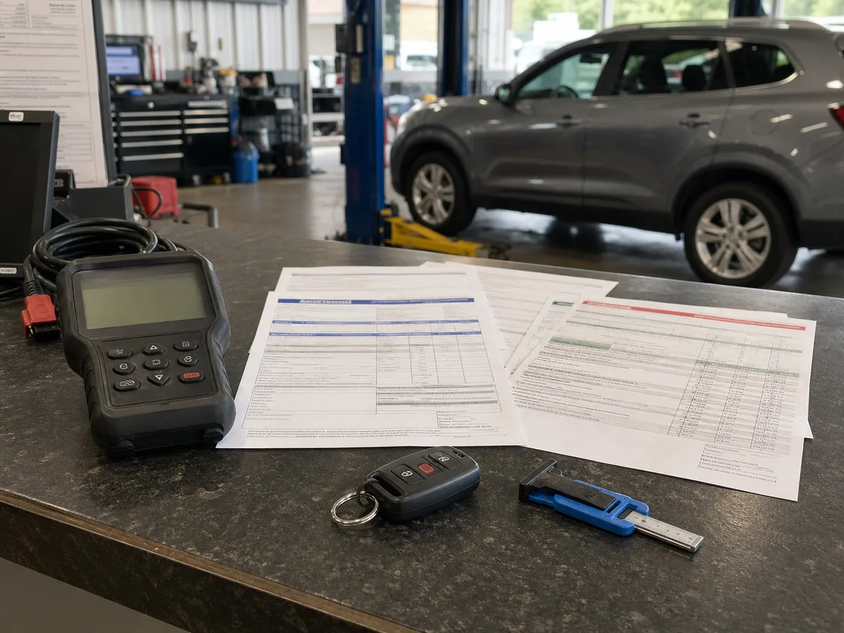Used SUV VIN, recall, scan, and service-record inspection evidence