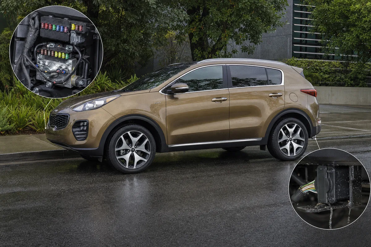 2017 Kia Sportage with separate HECU and tow-hitch wiring zones