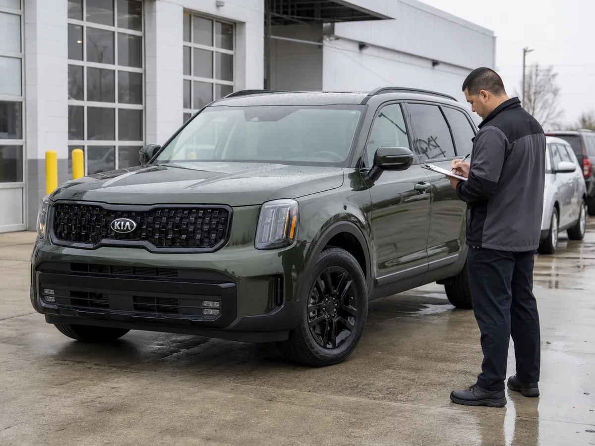 Kia Telluride exterior identification during a used SUV inspection