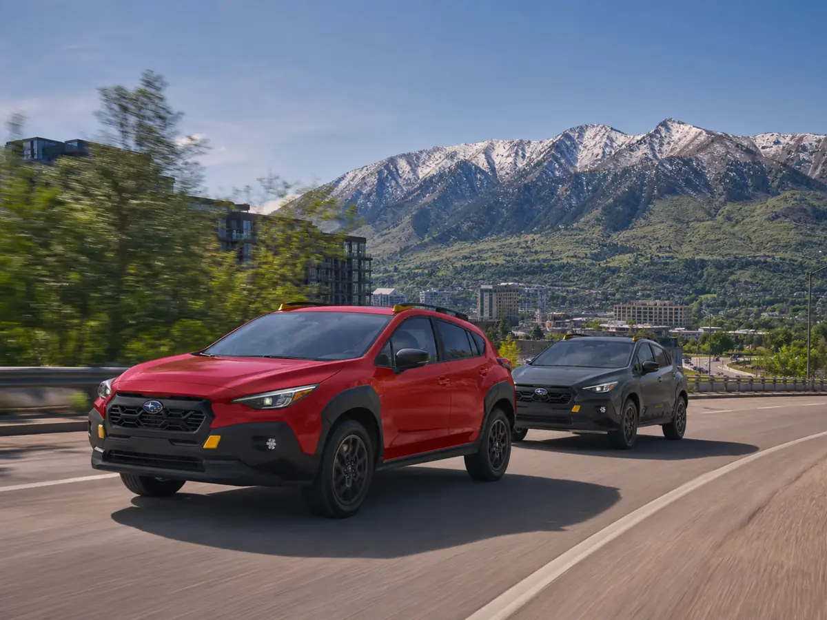 Gas and hybrid Subaru Crosstrek models on the same mixed road route