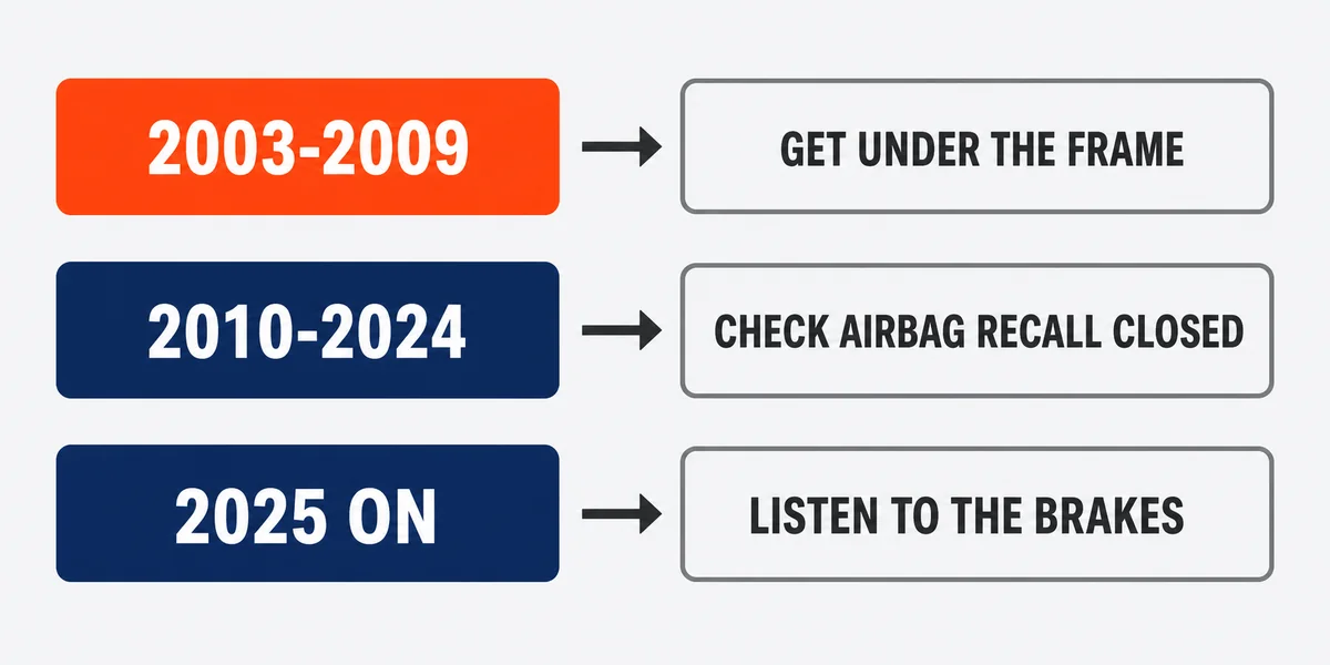 Diagram matching each Toyota 4Runner era to the one check that settles it