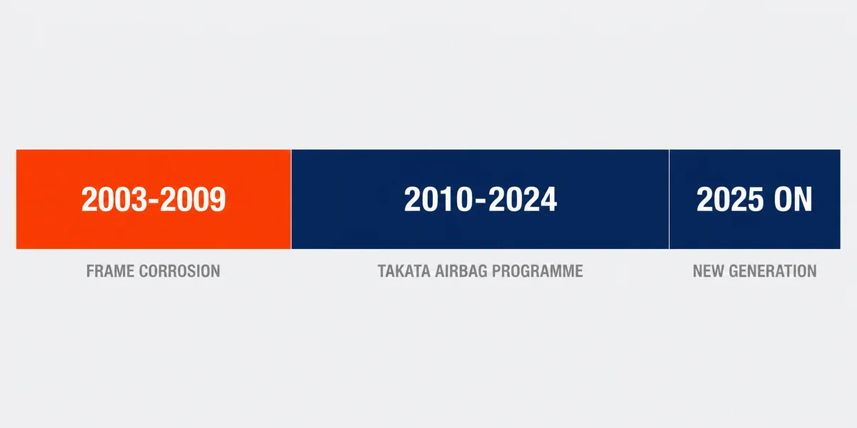Diagram of the three Toyota 4Runner eras with the leading cause under each