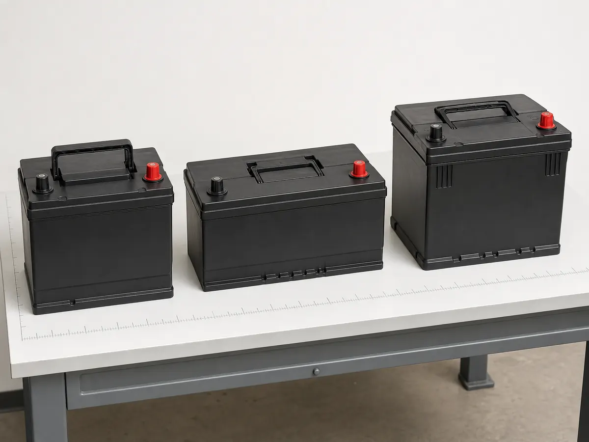 H5, H6, and 24F battery cases compared side by side - Toyota Camry battery sizes