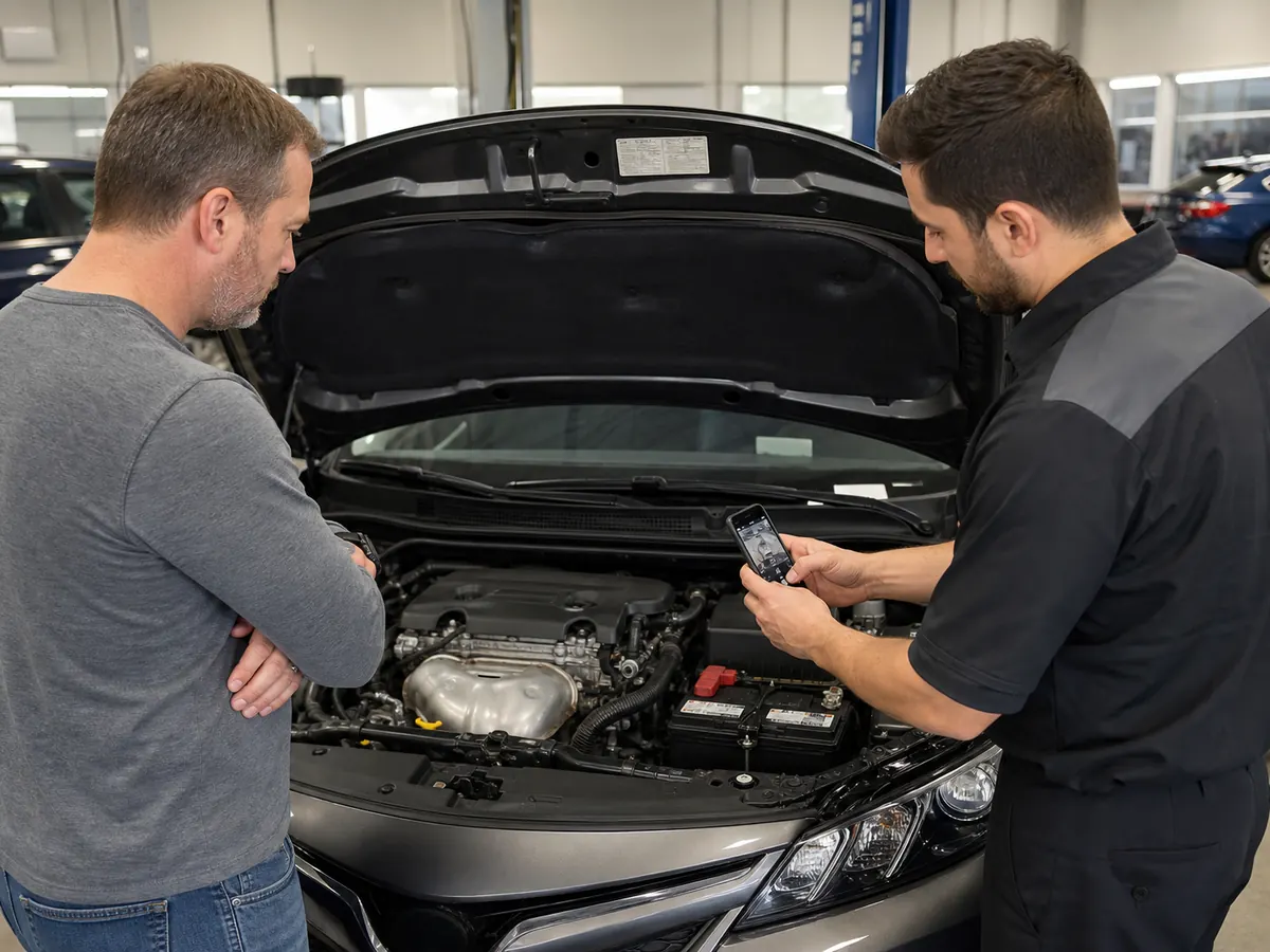 Model year, engine, and battery label being checked before ordering - Toyota Camry battery