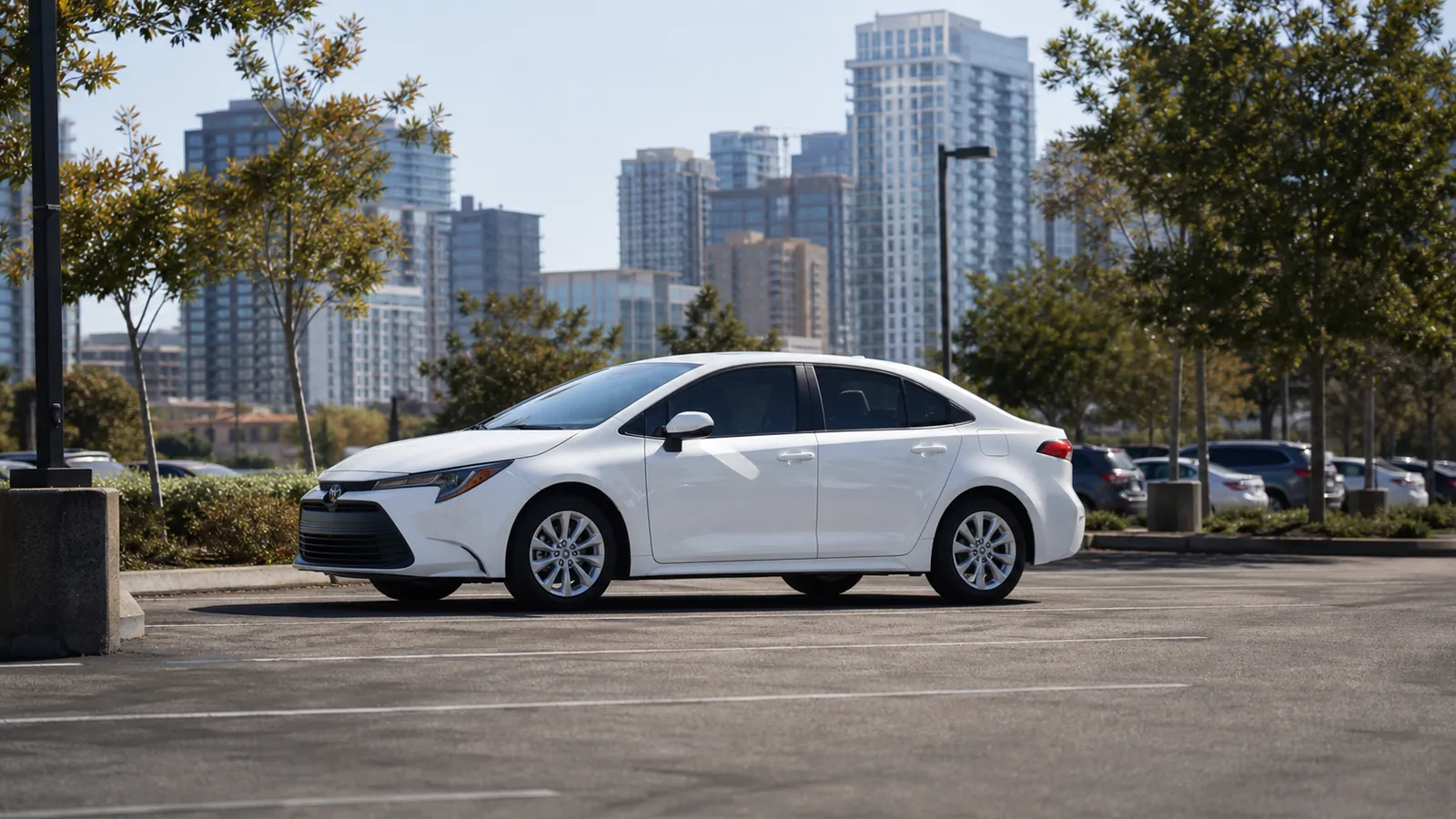 Toyota Corolla in ordinary commuter use near a city