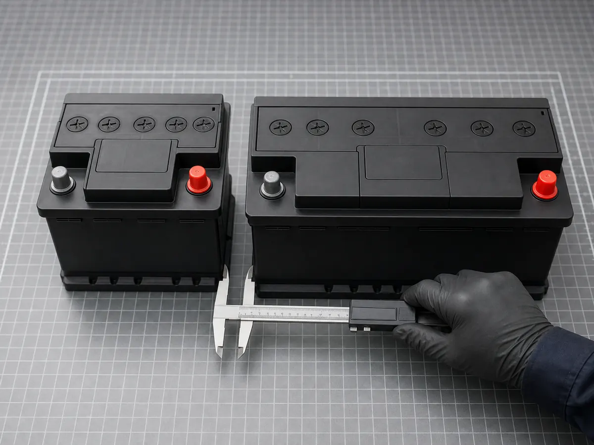 H4 and H5 battery cases compared by length and terminal position - Toyota Corolla battery