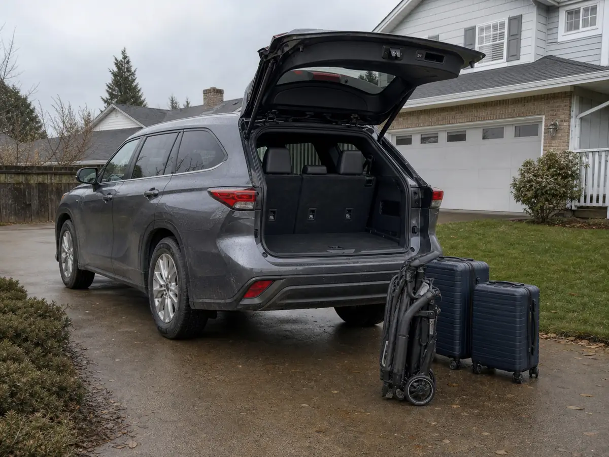 Toyota Highlander third row and cargo test with family equipment - Toyota Highlander