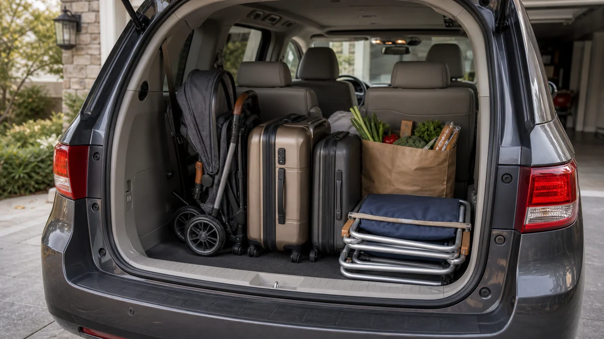 Toyota Sienna cargo area with family luggage
