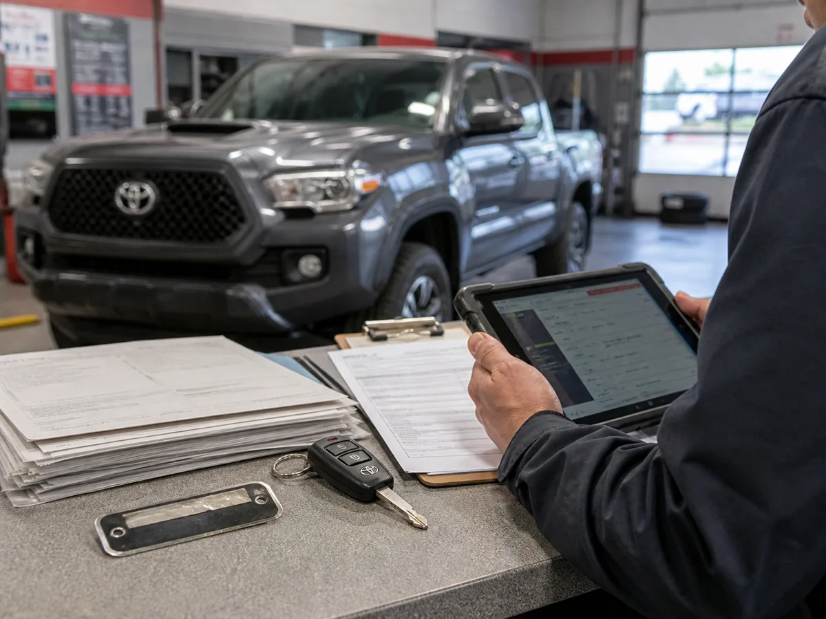 Toyota Tacoma VIN, recall, and service-record inspection
