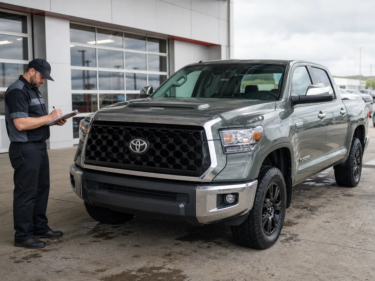 Toyota Tundra exterior identification during a used truck inspection