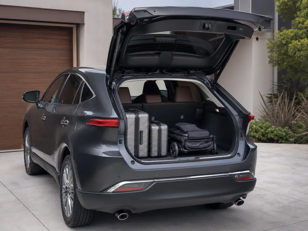 2024 Toyota Venza open hatch with luggage arranged for a real cargo fit test - Toyota Venza
