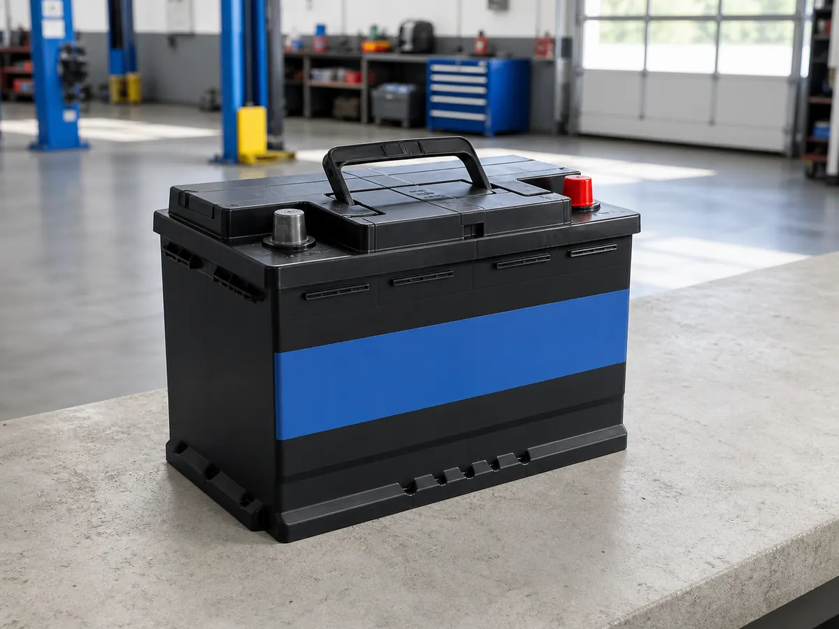 Representative H5 flooded automotive battery with top posts
